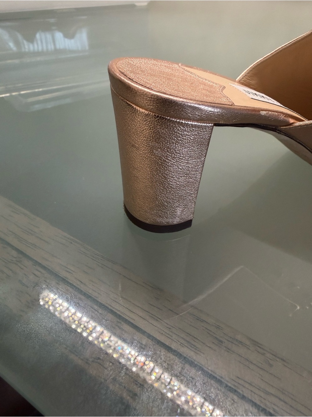 Jimmy Choo Rose Gold Studded Open-Toe Mules - Picture 4 of 13